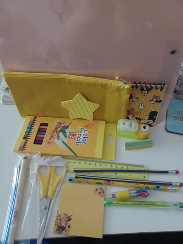 Kinder schreibwaren set gelb - kinder,